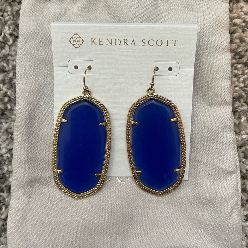 Kendra Scott Danielle Drop Earrings in Gold Cobalt Cats Eye